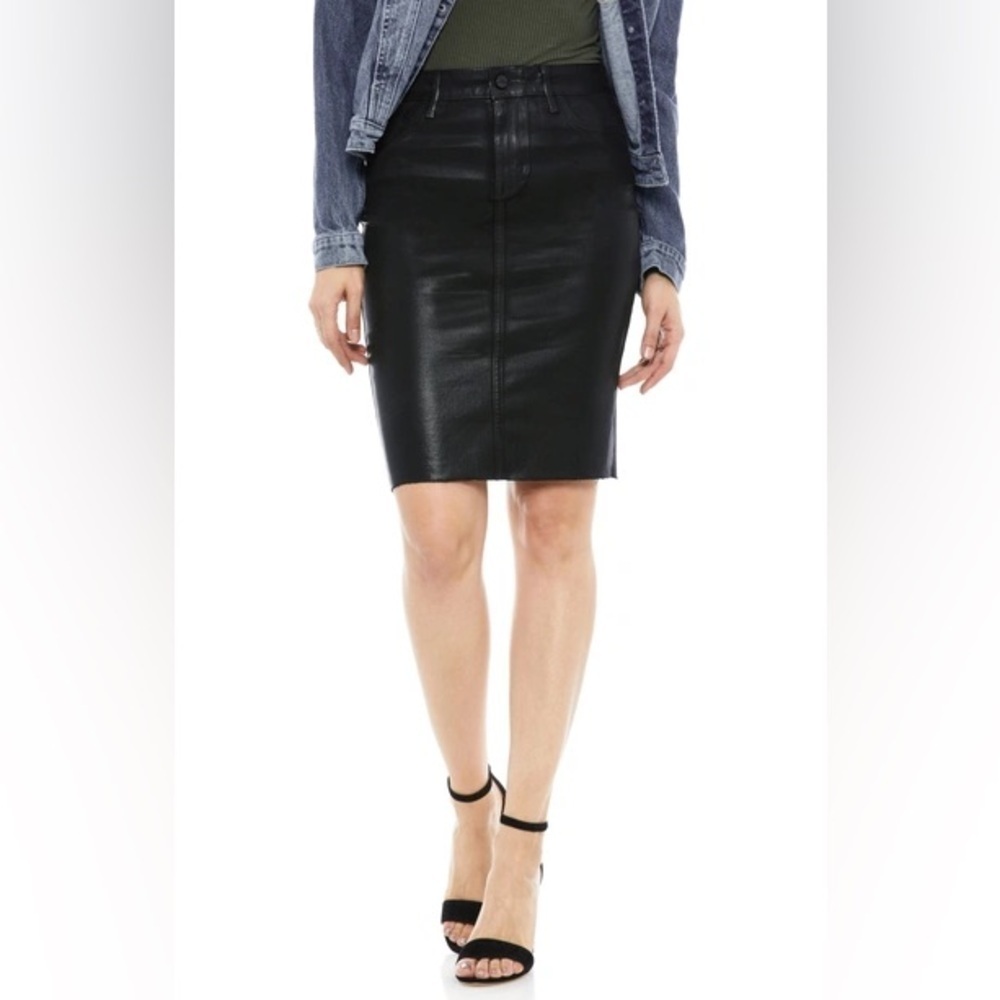SAM EDELMAN “the Riley skirt” coated denim in jet black